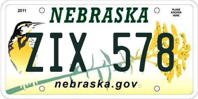 NE license plate ZIX578