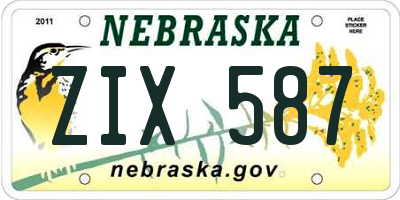 NE license plate ZIX587