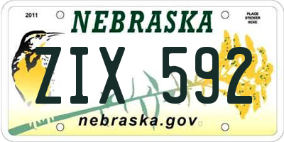 NE license plate ZIX592