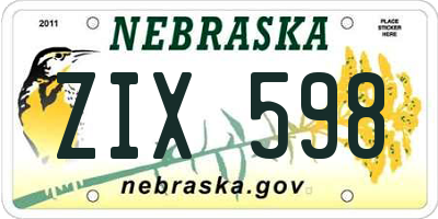 NE license plate ZIX598