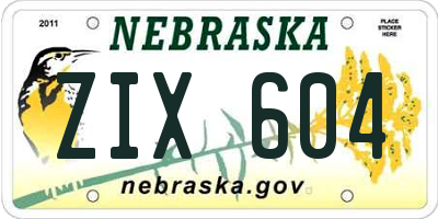NE license plate ZIX604