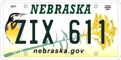 NE license plate ZIX611