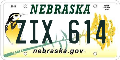 NE license plate ZIX614