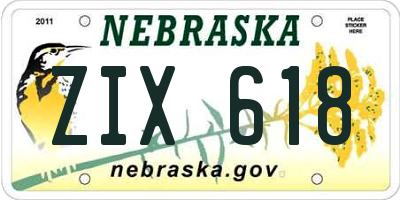 NE license plate ZIX618