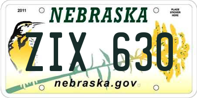 NE license plate ZIX630
