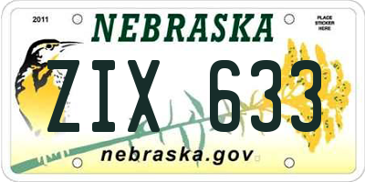 NE license plate ZIX633