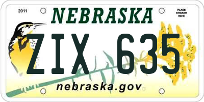 NE license plate ZIX635