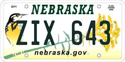 NE license plate ZIX643