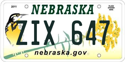 NE license plate ZIX647