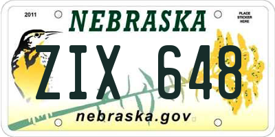 NE license plate ZIX648