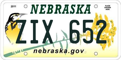 NE license plate ZIX652