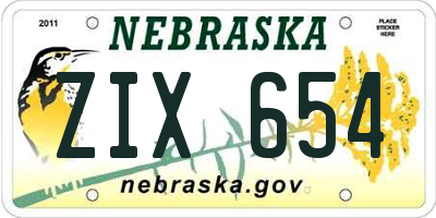 NE license plate ZIX654