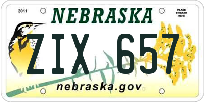 NE license plate ZIX657