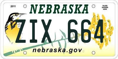 NE license plate ZIX664