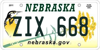 NE license plate ZIX668