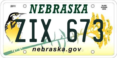 NE license plate ZIX673