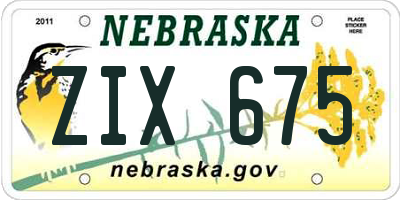NE license plate ZIX675