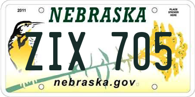 NE license plate ZIX705
