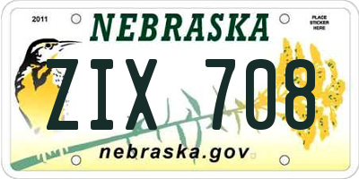 NE license plate ZIX708