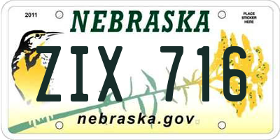 NE license plate ZIX716