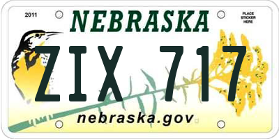 NE license plate ZIX717