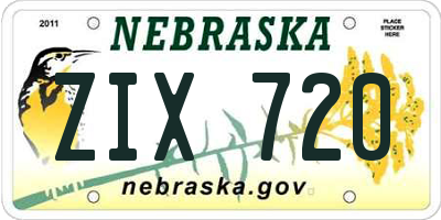 NE license plate ZIX720