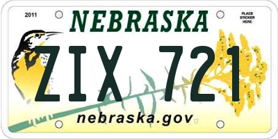 NE license plate ZIX721