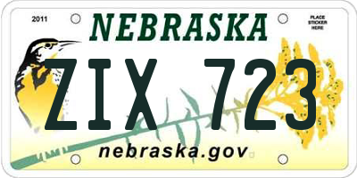 NE license plate ZIX723
