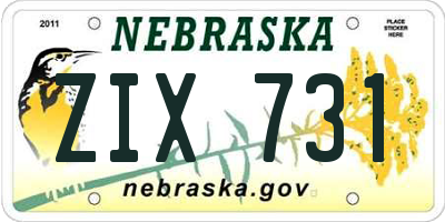 NE license plate ZIX731