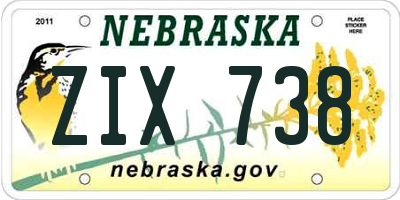 NE license plate ZIX738