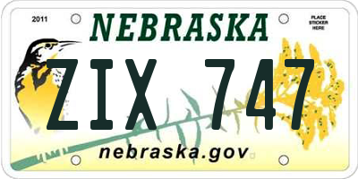 NE license plate ZIX747