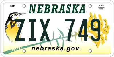 NE license plate ZIX749