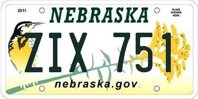 NE license plate ZIX751