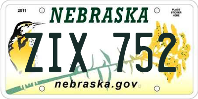 NE license plate ZIX752