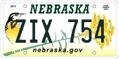 NE license plate ZIX754