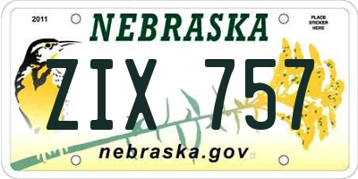 NE license plate ZIX757