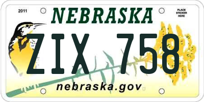 NE license plate ZIX758