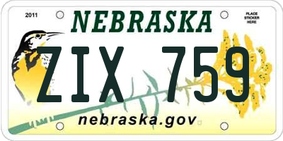 NE license plate ZIX759