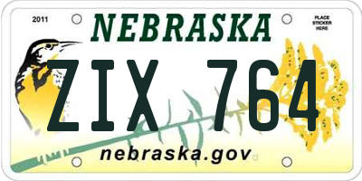 NE license plate ZIX764