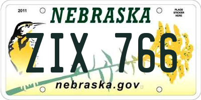 NE license plate ZIX766