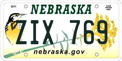 NE license plate ZIX769