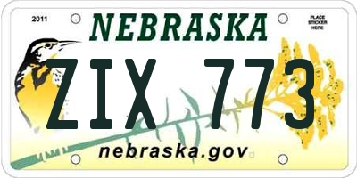 NE license plate ZIX773