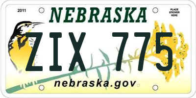 NE license plate ZIX775
