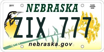 NE license plate ZIX777
