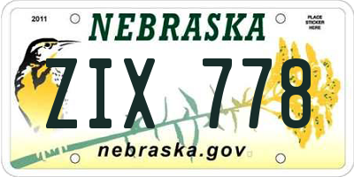 NE license plate ZIX778