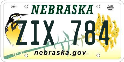 NE license plate ZIX784
