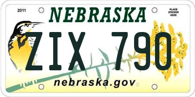 NE license plate ZIX790