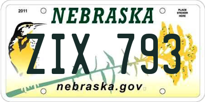 NE license plate ZIX793