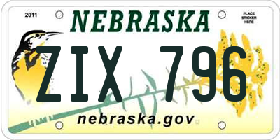 NE license plate ZIX796