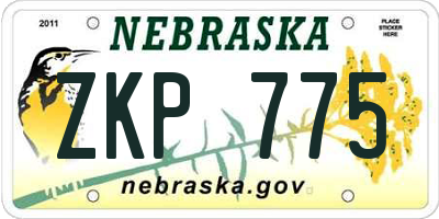 NE license plate ZKP775